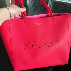 Kate Spade Pink Tote with 'HELLO' Design